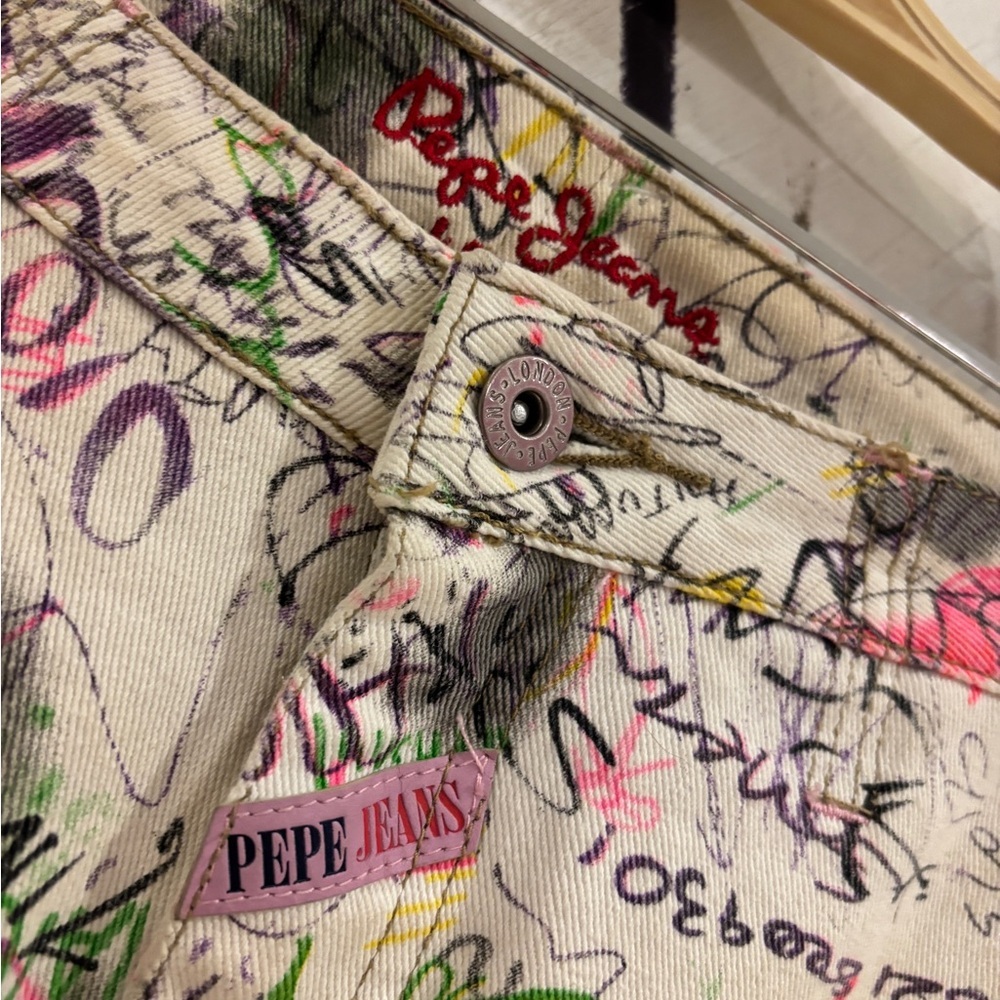 Vintage Y2K Pepe Jeans London Low Rise Graffiti Jeans - Picture 7 of 10
